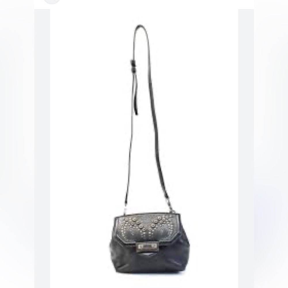 Alexander Wang Marion Black Pebbled Leather Studded Crossbody Bag $795